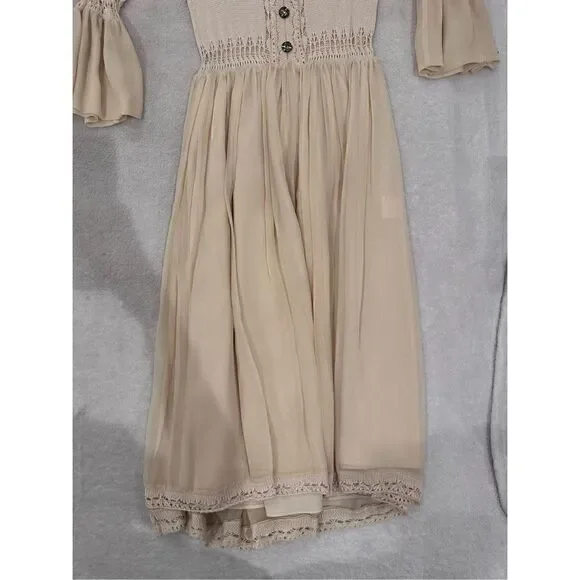 Women’s cream long sleeve dress size M - Picture 5 of 11